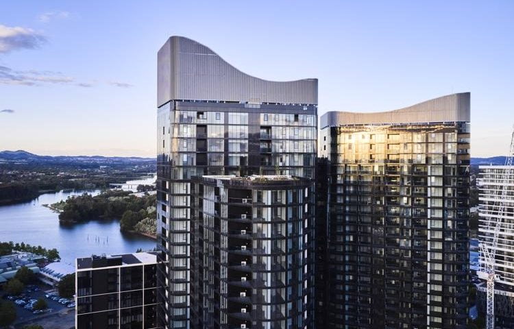 republic precinct belconnen with lake in the background