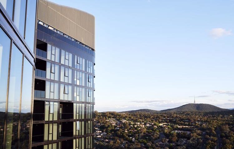 view of black mountain from republic precinct belconnen